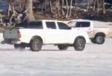 MDP Opinion pick ups conductores Controversial Exhibición: Las Pick Ups Invaden la Laguna Corazón en Villa Pehuenia